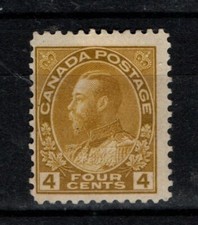 Canada 1922 1931 King George V 4c Four cents olive yellow SG249 Mint MH