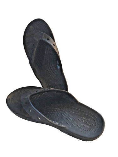 Crocs Capri V Shimmer Flip Flops Black Rhinestone Sandals Women