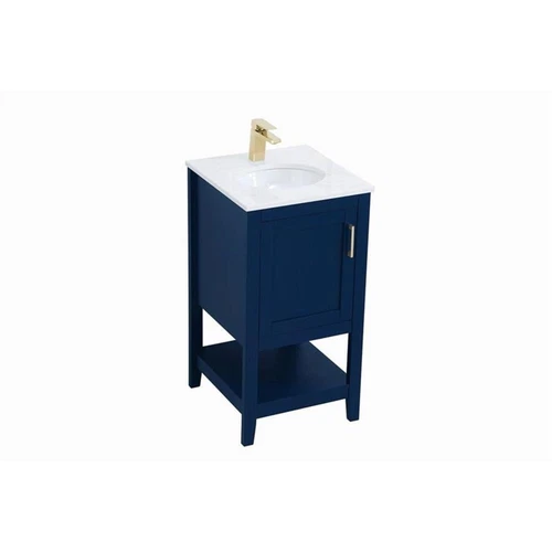 Elegant Decor Aubrey 18" Steel and Solid Wood Single Bathroom Vanity in Blue - Picture 4 of 8