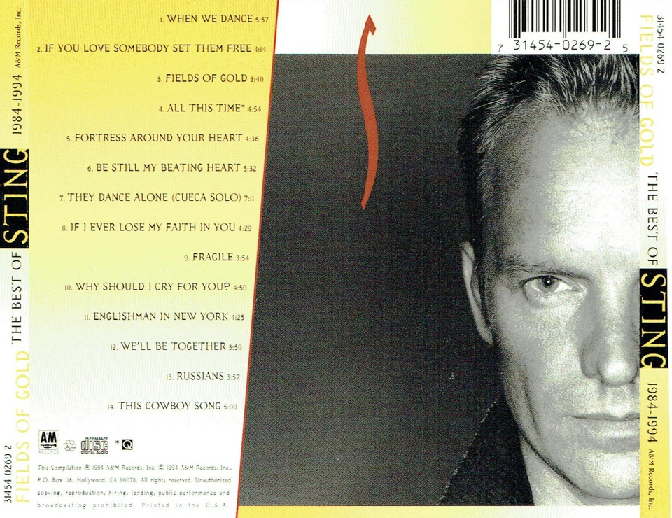 (CD) Sting – Fields Of Gold: The Best Of Sting 1984 - 1994 - All This Time,u.a. - Bild 2 von 2