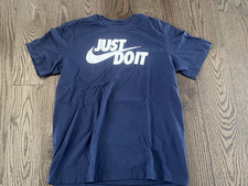 NWOT Men's The Nike Tee Navy Blue T-Shirt with Just Do It Logo Size M Medium