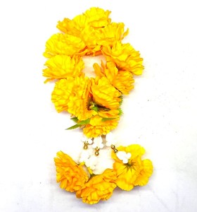 Thai Marigold Garland Yellow Small Steering Wheel 3 Lines Flower