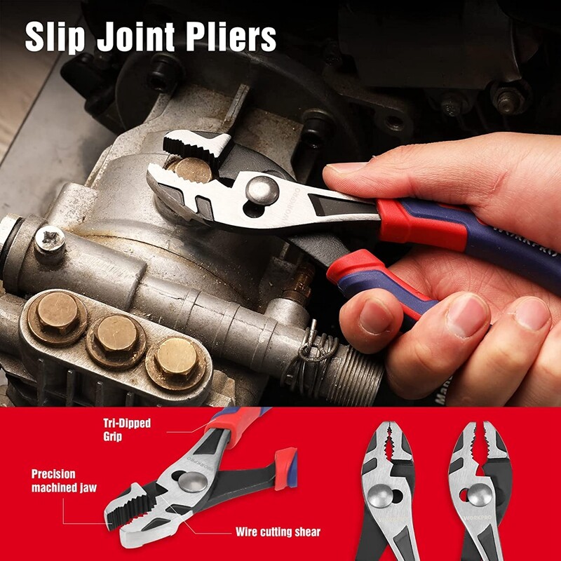 WORKPRO 4PC Plier Sets Long Nose Diagonal Cutting Groove Joint Slip