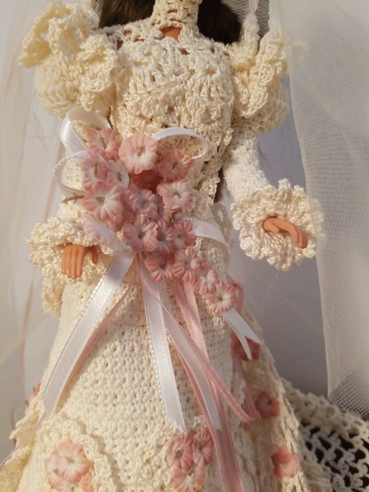 Crochet bride/wedding dress for Barbie (Portuguese/Spanish