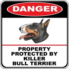 Crossing Sign Danger Property Protected Killer Bull Terrier Dog Cross Xing Metal