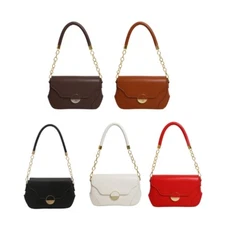 Solid Color Leather Armpit Bag with Chain Strap Shoulder Bags for Daily Use