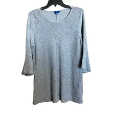 APT 9 Tunic Top Womens Extra Large XL Gray Marled Bell Sleeve Stretch Blouse