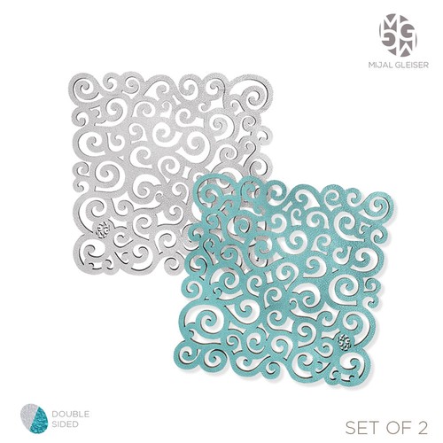 Mijal Gleiser Double Sided Trivets Hot Pads Pot Holder Laser Cut Set of 2 - Picture 2 of 58