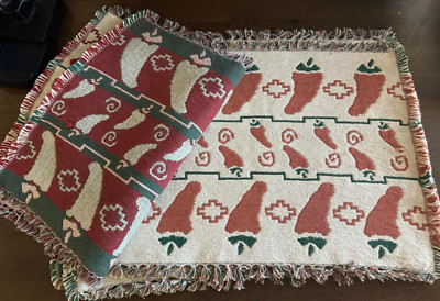 Vintage Wilton Court Table Chilli Placemats 6 set Nice Reversible India Cotton