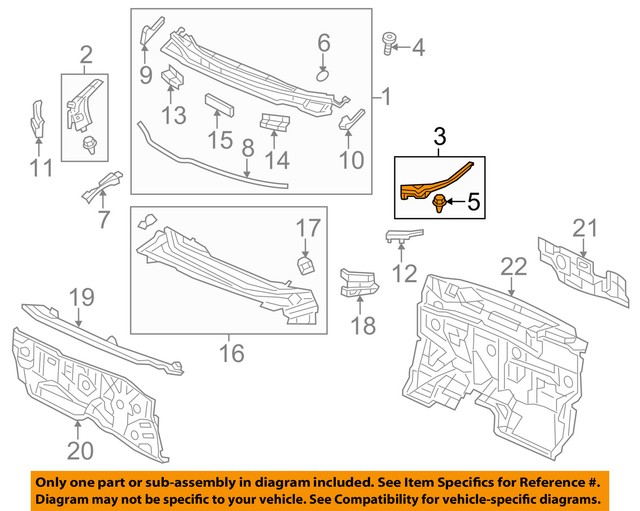 HONDA OEM CivicCowl Grille Panel Windshield Wiper Cover Vent Left