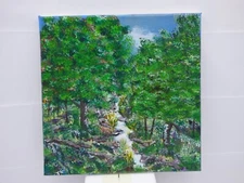 12x12 stretched Canvis. Colorful acrylic landscape painting. 0308