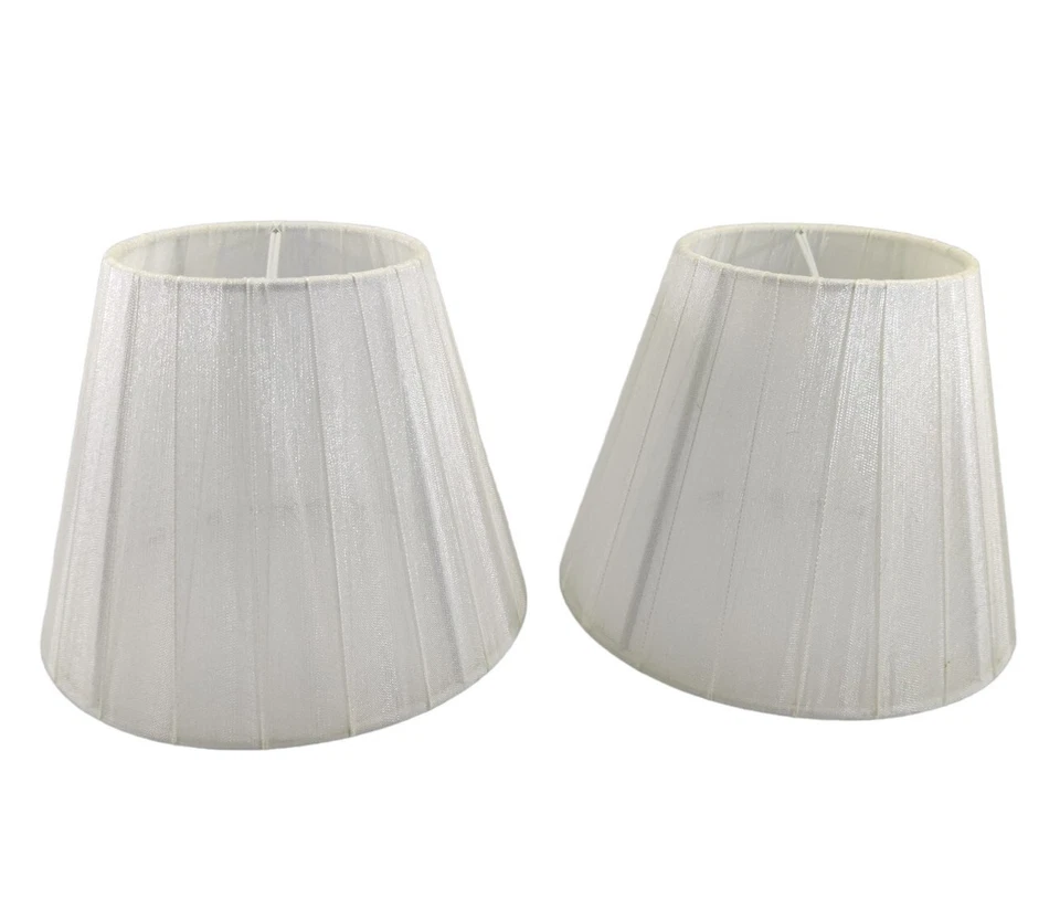 Lote de 2 pantallas de lámpara pequeñas de tela semi transparente blancas Foto 2 de 4
