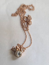 NOS Signed JCM Minnie Mouse Station Necklace Rose Gold Over Sterling Silver 17"