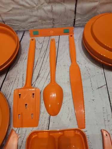 SET OF 3 Tupperware Kitchen Cooking Utensils w/ Hanging Rack & EXTRAS - Orange - Picture 20 of 24