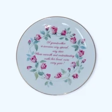 Lasting Memories. Fine China. Gift for Grandmother. Floral Saucer wGold Trimming