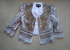 Roberto Cavalli blazer jacket bolero Just Cavalli white 40 gold-tone print RARE