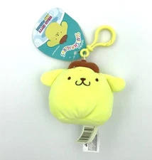 Squishmallows Kellytoy Sanrio Mini Plush 3.5" Pompompurin Clip On Key Chain NWT
