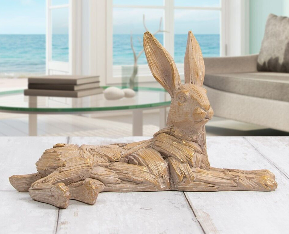 SALE Laying Hare Sculpture Ornament Resin Leonardo Collection Driftwood Range