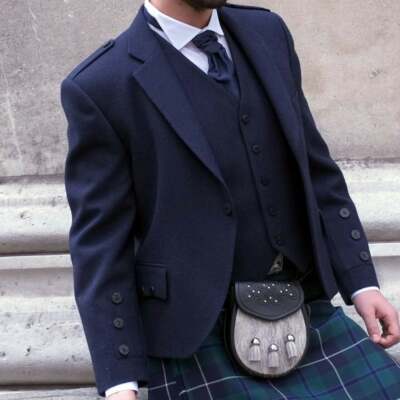 Scottish Charcoal Grey Tweed Argyle Kilt jacket and Waistcoat