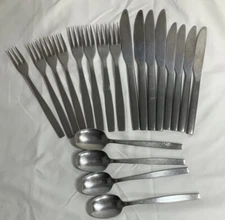 Viners Sheffield Vintage Stainless Steel England Modernist pattern 20 Pieces