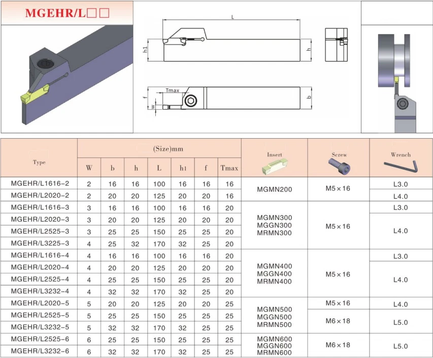 1Pcs MGEHR1212-3 3mm Width CNC Grooving Cut-Off Tool Holder + 10Pcs MGMN300-M - Image 3 of 4