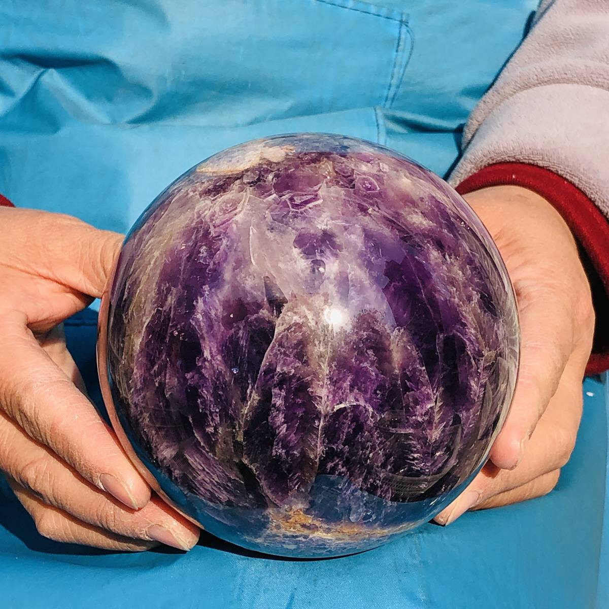 2010G Natural Beautiful Dream Amethyst Quartz Crystal Sphere Ball Healing 3318