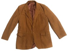 VTG Pioneer Wear Corduroy Western Yoke Blazer Sport Coat Size 46L Tan