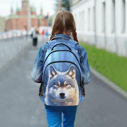 Wolf Backpack for Boys Elementary School Bag Kids Girls Bookbag Travel Rucksack - Picture 6 of 7