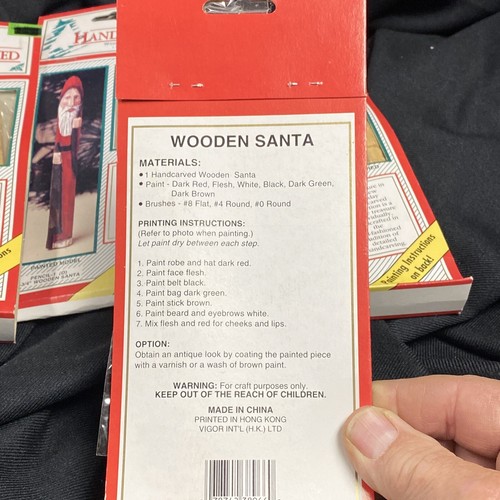 Vintage NOS RTP Matita Babbo Natale in legno intagliato a mano Natale 4-3/4 alta set di -4 - Foto 5 di 8