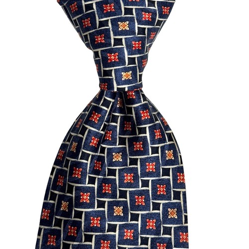 Cravate Homme Je Suis 100% Soie Motif Floral Vert/Bordeaux NEUF Sans étiquette