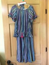 NWT Wonder Nation Peasant shirt Stripes pants Scrunchie 3 pc Set Outfit L