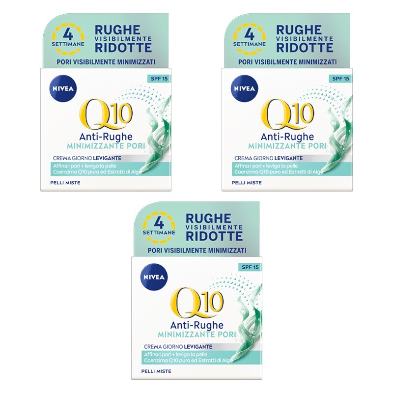 Offerta 3x NIVEA Q10 Crema Giorno Minimizzante Pori per Pelle Mista 50ml