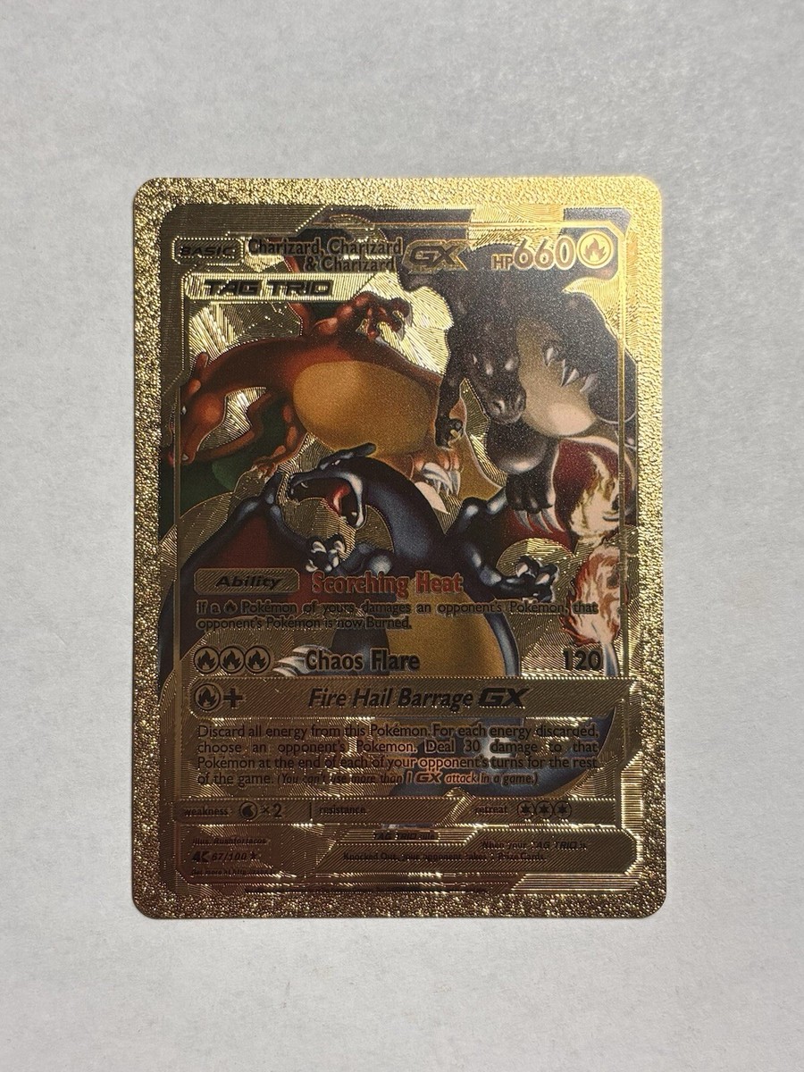Chatizard, Charizard & Charizard GX Gold Foil Fan Art Display Card