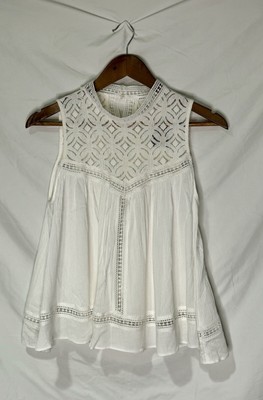 Endless Rose Ivory Sleeveless Lacy Tank Women s Small Semi Open Back