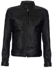 Men's Fitted Black Real Soft Genuine Leather Classic Collar Jacket
