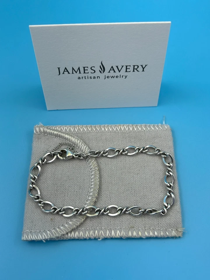 Brazalete James Avery Retirado Plata de Ley 925 Mediano Eslabón Torcido Dije 7.25" Foto 3 de 4