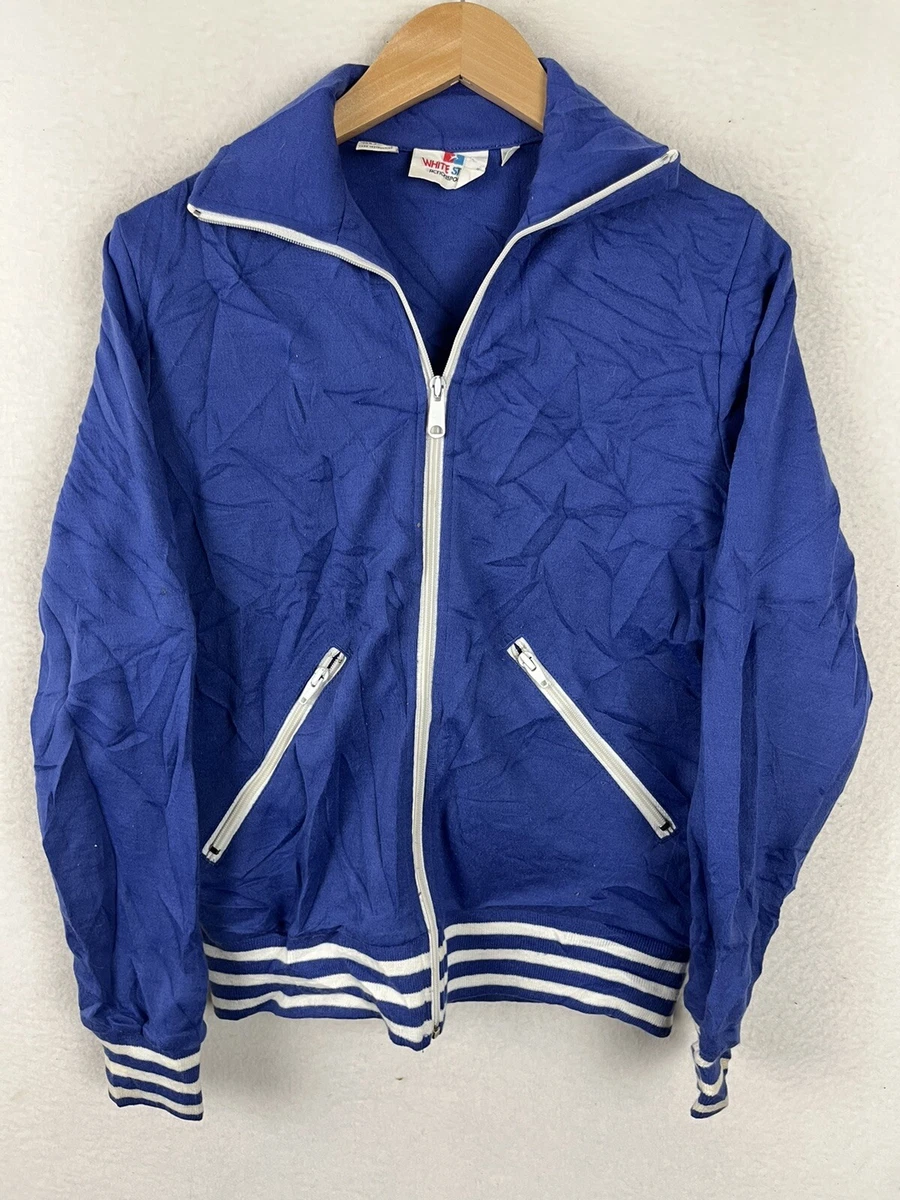 Vtg White Stag Full Zip Soft Cotton Warm Up Jacket Blue Medium Womens