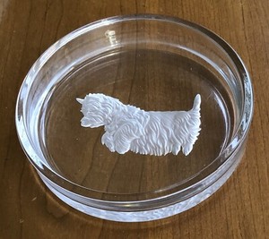 Scottie Scotty New Glass Dish (Bowl?) With fine Scottish Terrier Etching