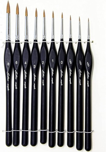 Kolinsky Sable Detail Paint Brush Set - 10Pcs, Perfect for Fine Detailing & Art - Picture 7 of 15