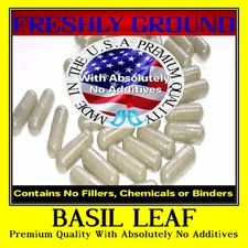 BASIL LEAF Top No Additives Extra High Potency Fresh 100 Vegetarian Capsules
