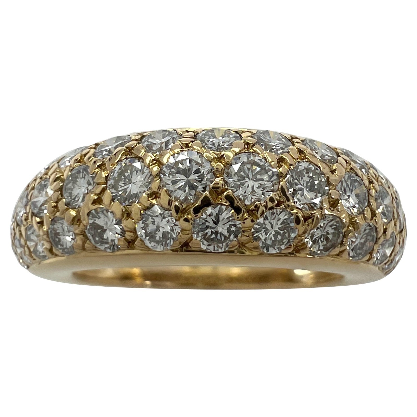 Rare Vintage Cartier Pavé Diamond Mimi 18k Yellow Gold Band Dome Ring 51