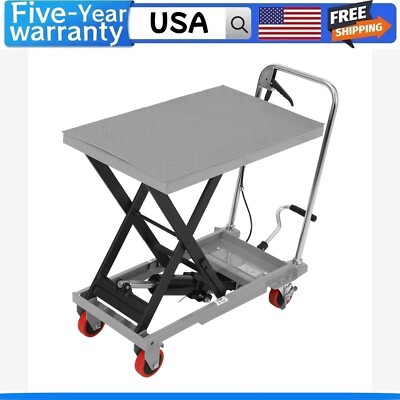  Hydraulic Lift Table Cart 500lbs Lift Table Capacity 28.5'' Lifting Height Whee
