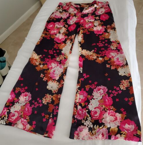 Tara Jarmon 100% Silk Floral Multicolor US 8 Pants
