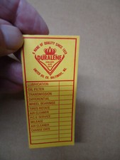 31 Duralene United Oil Co stickers for inside of car door to show oil change