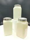 VTG McKee Co Custard Milk Glass Pepper/Salt Flour/Sugar Range Shakers Set/3 Glow