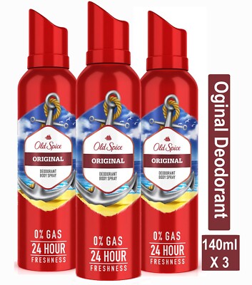 Old Spice Original Deodorant Body Spray - 140 ml (Pack of 3) Free Shipping