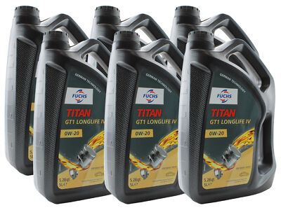 Fuchs 30 Liter Titan GT1 Longlife IV SAE 0W-20 Engine Oil for Audi VW 6 x 5L