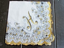 TRUE Vintage CAROL STANLEY Handkerchief  INITIAL GOLD BORDER NEW OLD STOCK 34 