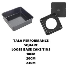 Image of TALA PERFORMANCE BAKEWARE NON STICK SQUARE LOOSE BASE CAKE TIN 18CM,20CM,25CM