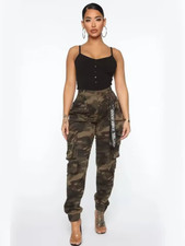new camouflage pants for women, M size, loose cargo pants